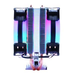 Cpu Cooler 2 Heatpipes 2 Fans Anel Com Led 4 Pin Intel E Amd - Imagem 3
