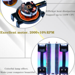 Cpu Cooler 2 Heatpipes 2 Fans Anel Com Led 4 Pin Intel E Amd - Imagem 9