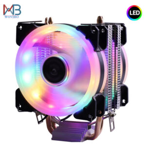 Cpu Cooler 2 Heatpipes 2 Fans Anel Com Led 4 Pin Intel E Amd - Imagem 5