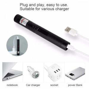 Caneta Laser Pointer Verde Ultra Forte Alcance 50km Usb Com Star Caps - Imagem 5