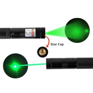 Caneta Laser Pointer Verde Ultra Forte Alcance 50km Usb Com Star Caps - Imagem 3