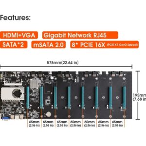 Placa Mãe Mineracão Btc-s37 8 Pcie 16x Vga Com Processador - Imagem 5