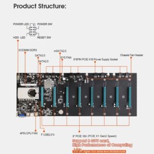 Placa Mãe Mineracão Btc-s37 8 Pcie 16x Vga Com Processador - Imagem 4