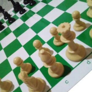 Jogo De Xadrez Tabuleiro Flexível De Lona + Peças Rei 8.6cm Nf - Imagem 4