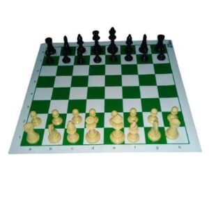 Jogo De Xadrez Tabuleiro Flexível De Lona + Peças Rei 8.6cm Nf - Imagem 3