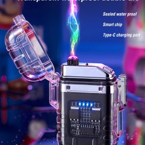 Isqueiro de Plasma Recarregável Usb C Arco Duplo Lanterna Led Elétrico a prova d'água anti vento eletrônico não precisa de gás - Imagem 7