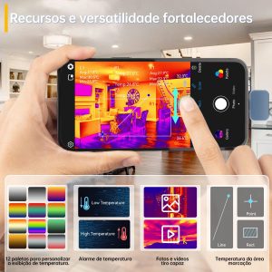 Câmera Térmica Infiray P2 Pro com Lente Macro Para ANDROID e IOS Visão Noturna Caça Pesca Termal - Imagem 13
