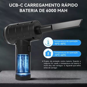 Soprador De Ar Sem Fio Espanador Limpeza 9000mah Portatil - Imagem 8