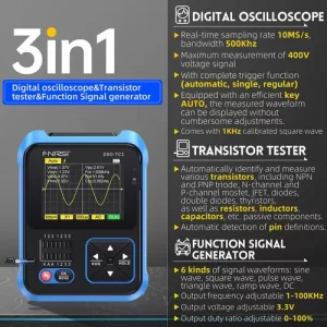 Osciloscópio Fnirsi DSO-TC3 3 em 1 Portátil E Testador De Componentes - Imagem 10