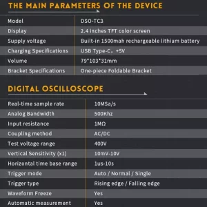 Osciloscópio Fnirsi DSO-TC3 3 em 1 Portátil E Testador De Componentes - Imagem 4