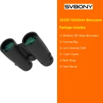 Binóculo SVBONY SA205 10x42 ED e itens da caixa