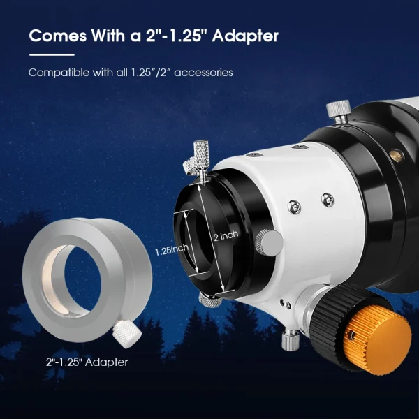 Adaptador de 2 para 1,25 polegada que acompanha o SVBONY SV503
