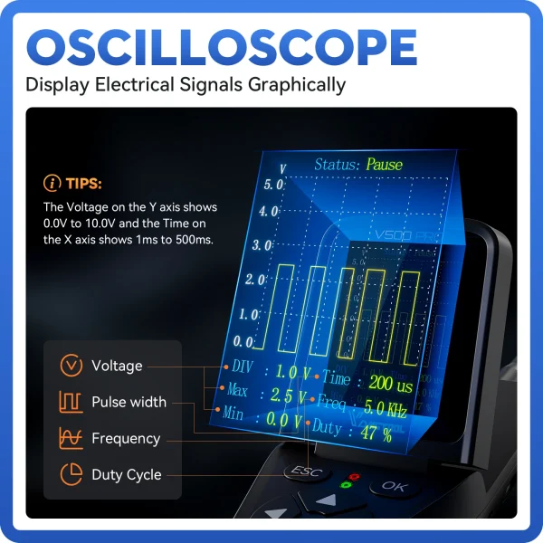 Modo osciloscópio do VDIAGTOOL V500PRO
