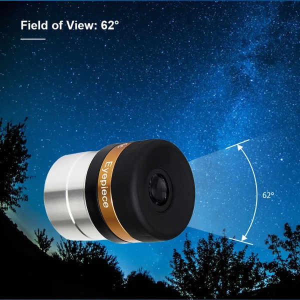 Campo aparente de 62° da ocular SVBONY