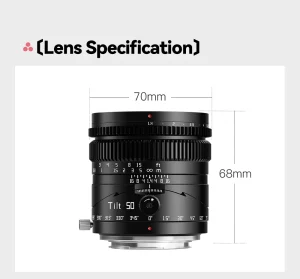 Lente TTArtisan Tilt 50mm F1.4 com medidas