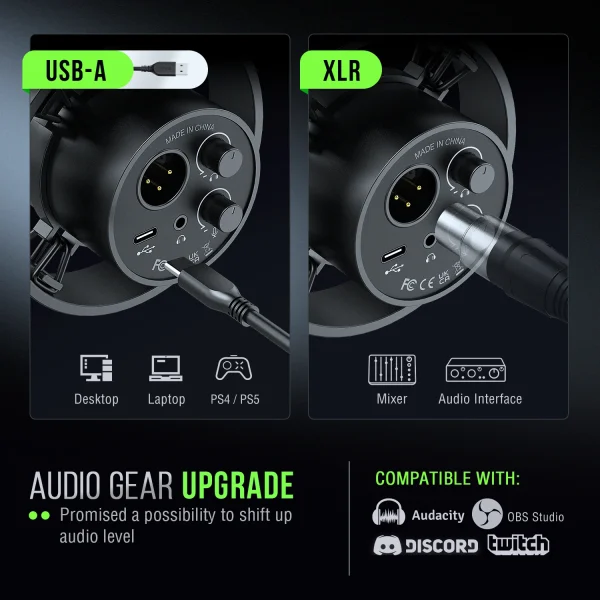 Saídas USB-C e XLR do FIFINE K688