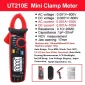 Mini alicate amperímetro UNI-T UT210E, faixas de medição e acessórios