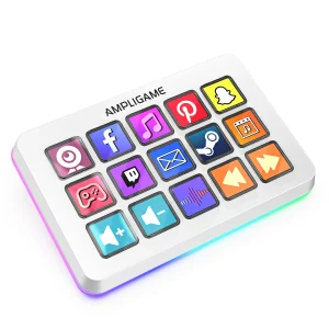 Controlador de stream FIFINE D6 branco com 15 teclas LCD