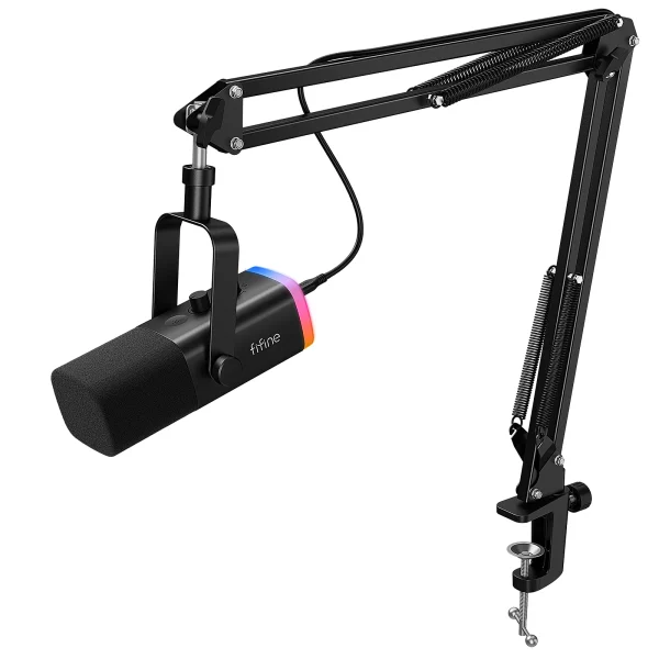 Kit microfone FIFINE AM8T preto com braço articulado