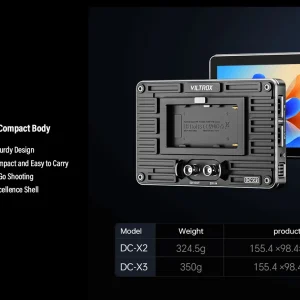 Corpo de alumínio do Viltrox DC-X3, com 350 g