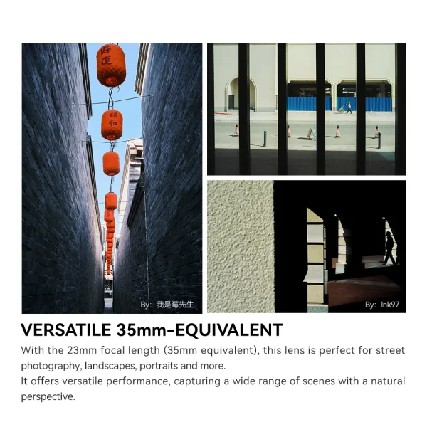 23 mm equivalentes a 35 mm, para rua e viagem