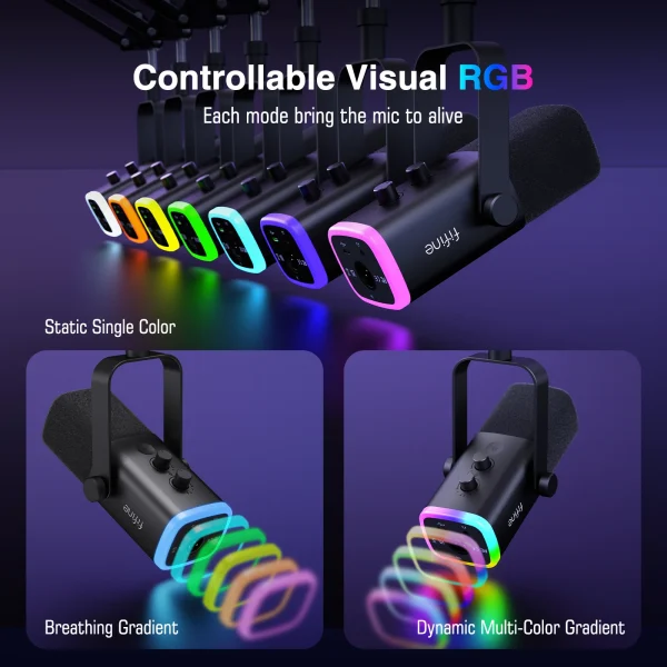 Iluminação RGB do microfone FIFINE AM8T