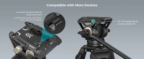 Encaixes da cabeça do SmallRig AD-01 para mais equipamentos