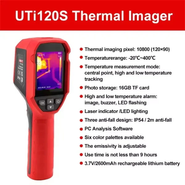 Câmera térmica UNI-T UTi120S e seus recursos