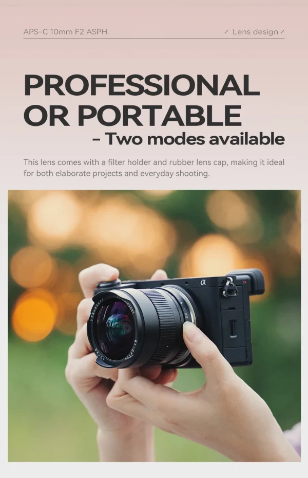 TTArtisan 10mm F2 com o suporte de filtro ou com a tampa de borracha