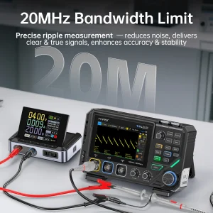 Limite de banda de 20 MHz do osciloscópio FNIRSI 2D15P para medir ripple