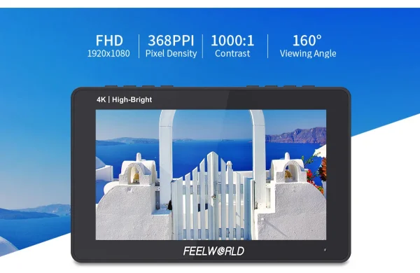 Tela Full HD de 368 PPI e 160° do FEELWORLD F5 PROX