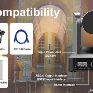 Acessórios e conexões da DAIPU VX60-20: HDMI, SDI, USB 3.0, rede e RS232