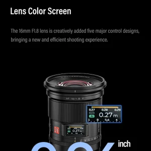 Tela LCD de 0,96 polegada na Viltrox 16mm F1.8