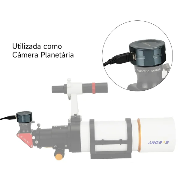 Ocular eletrônica usada como câmera planetária no telescópio