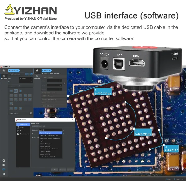 Microscópio digital YIZHAN ligado ao computador pela USB