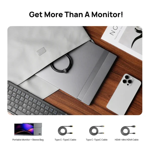 ARZOPA Z1FC com bolsa, cabos USB-C e cabo HDMI (versão com bolsa)