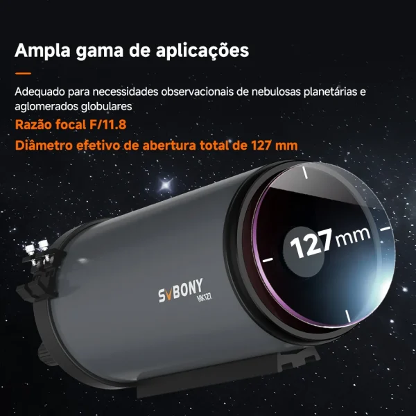 Abertura de 127 mm do telescópio Maksutov SVBONY MK127