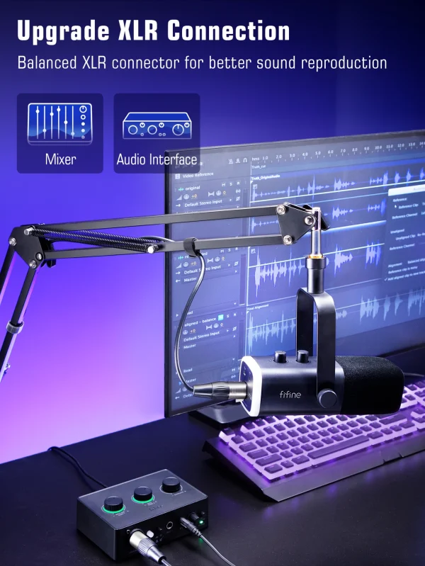 Conexão XLR do microfone FIFINE AM8T