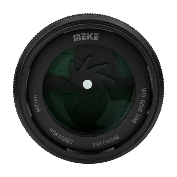 Diafragma da Meike 85mm F1.8 Pro visto de frente