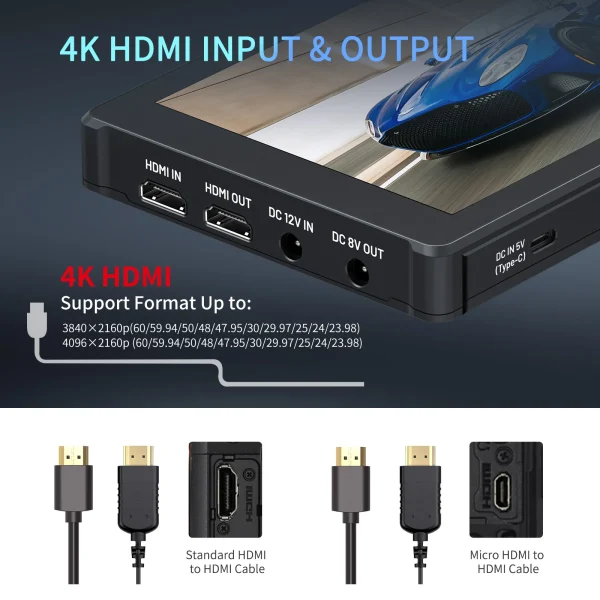 Entrada e saída HDMI do FEELWORLD F7 PLUS