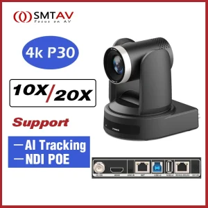 Câmera PTZ SMTAV 4K com rastreamento por IA, NDI e PoE