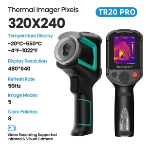 Especificações da câmera térmica Mileseey TR20 PRO 320x240 50Hz