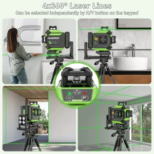 Quatro planos de 360° do nível a laser Huepar 704CG