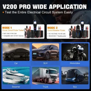V200PRO em carros, motos, caminhões, ônibus e barcos