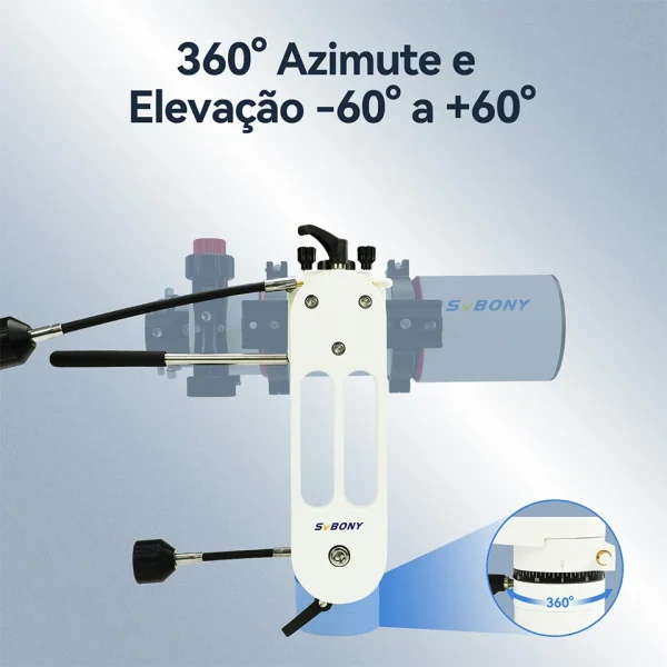 Giro de 360° em azimute e de -60° a +60° em altitude da SV225