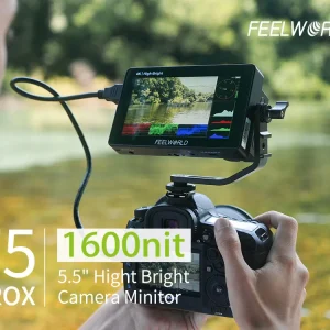 Monitor de câmera FEELWORLD F5 PROX de 5,5 polegadas e 1600 nits