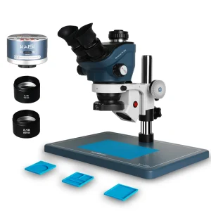 Microscópio estereoscópico trinocular Kaisi TX-350S com câmera 4K
