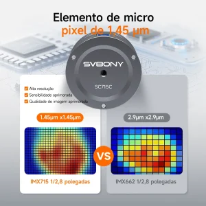 Pixels de 1,45 µm do sensor IMX715 da SVBONY SC715C