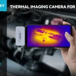 Câmera térmica Mileseey TR256i conectada a um celular Android