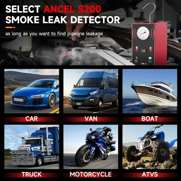 ANCEL S200 para carros, vans, barcos, caminhões, motos e quadriciclos
